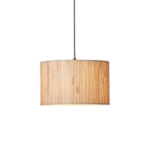 Longshore 1 Light E27 Matt Black Adjustable Pendant With Natural Seagrass Drum Shade