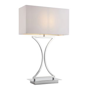 Endon 96930-TLCH Epalle Single Table Lamp Polished Chrome Plate/White Fabric Finish