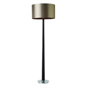 Endon CHASSELAS Corvina Single Floor Lamp Dark Wood/Mink Fabric Finish