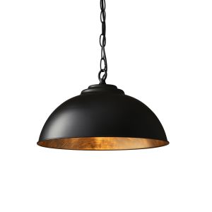 Endon COLMAN-BL Colman Single Pendant Matt Black/Gold Leaf Finish