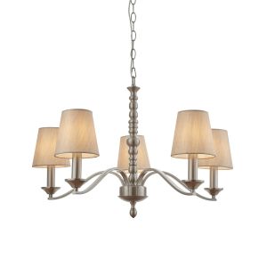 Endon ASTAIRE-5SN Astaire 5 Light Pendant Satin Nickel Plate/Natural Finish