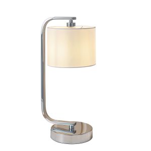ENDON-CANNING-TLCH CANNING SINGLE TABLE LAMP POLISHED CHROME PLATE/WHITE FABRIC FINISH