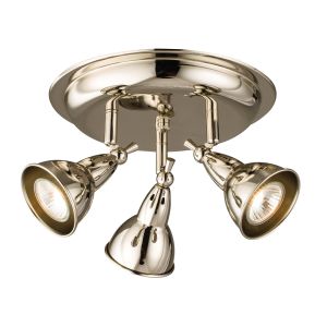 Burbridge 3 Light 3.5W LED 3000K GU10 Bright Nickel Round Surface Ceiling Spotlight