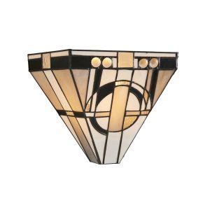 Metropolitan 1 Light E27 Matt Black Wall Light C/W Art Deco Tiffany Shade