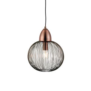 Nicola 1 Light E27 Antique Copper Adjustable Round Pendant