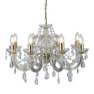 Marie Therese - 8 Light Ceiling, Polished Brass, Clear Crystal Glass