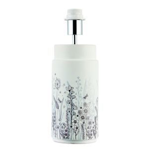 Wild Meadow Single Table Lamp (Base Only) Grey Print/White Glaze Finish