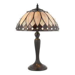 Brooklyn Single Small Tiffany Table Lamp with In-Line Switch and Dark Bronze Base Finish
