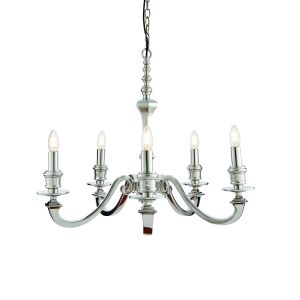 Finsbury 5 Light E14 Polished Aluminium Adjustable Ceiling Pendant