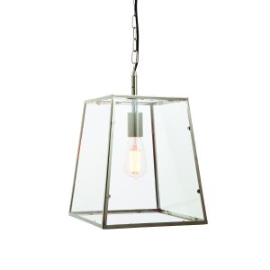 Hurst 1 Light E27 Bright Nickel Adjustable Lantern Pendant With Clear Glass