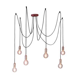 Studio 6 Light E27 Copper Adjustable Multi Pendant