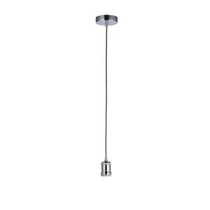 Cambourne 1 Light E27 Polished Chrome Adjustable Pendant With Black/White Fabric Flex