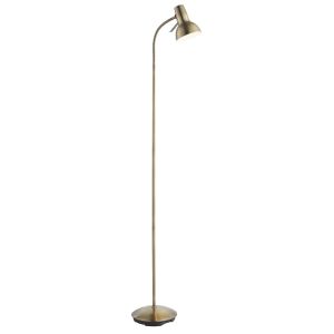 Amalfi 1 Light GU10 Antique Brass Reading Floor Lamp With Adjustable Head