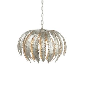 Delphine 3 Light E14 Silver Leaf Adjustable Floral Pendant