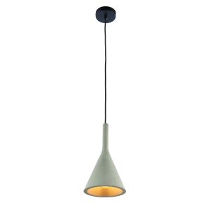 Jakob 1 Light E14 Smooth Grey Concrete Adjustable Pendant With Black Fabric Cable