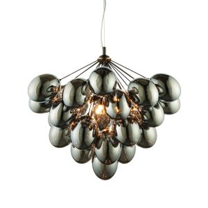 Infinity 6 Light G9 Black Chrome Adjustable Pendant With Elctro-Plated Dark Chrome Glass Shades