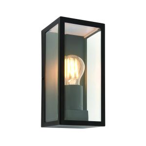 Oxford 1 Light E27 Matt Black Outdoor IP44 Wall Light With Clear Beveleld Edge Glass Panels