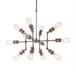 Hal 12 Light E27 Aged Pewer & Aged Copper Multi Adjustable Retro Pendant