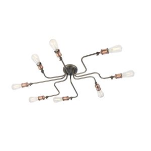 Hal 8 Light E27 Aged Pewer & Aged Copper Retro Flush Fitting