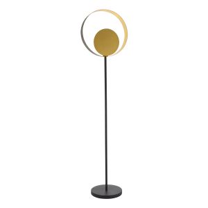 Cal 1 Light E27 Satin Brass Plated & Matt Black Painted Floor Lamp C/W Inline Foot Switch