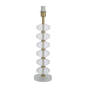 Annabelle 1 Light E14 Table Lamp Brushed Gold With Frosted Crystal Glass With Inline Switch (Base Only)