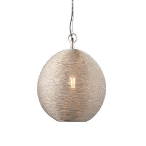 Asha 1 Light E27 Polished Nickel Plated Twisted Wire Adjustable Pendant