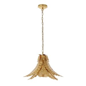 Allure 1 Light E14 Distress Gold Layered Leaf Adjustable Single Pendant