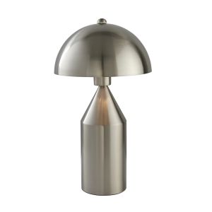 Nova 1 Light E27 Brushed Nickel Table Lamp With Gloss White Inner Shade