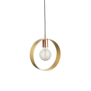 Hoop 1 Light E27 Brushed Brass & Brushed Copper Adjustable Pendant