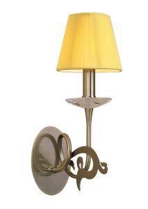 Acanto Wall Lamp Switched 1 Light E14, Antique Brass With Amber Cream Shade