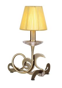 Acanto Table Lamp 1 Light E14, Antique Brass With Amber Cream Shade