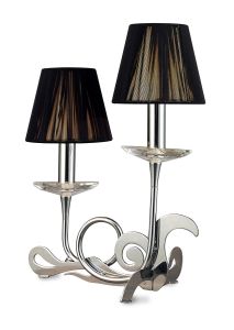 Acanto Table Lamp 2 Light E14, Polished Chrome With Black Shades