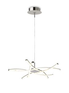 Aire LED 70.7cm Pendant 71cm Round 42W 3000K, 3700lm, Silver/Frosted Acrylic/Polished Chrome, 3yrs Warranty