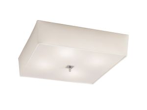 Akira Square Ceiling 4 Light E27, Polished Chrome/Frosted Glass With Cream Shade