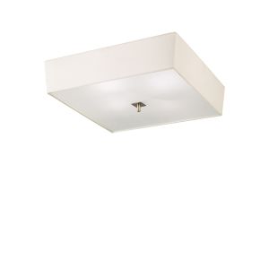 Akira Square Ceiling 4 Light E27, Antique Brass/Frosted Glass With Cream Shade