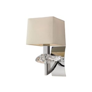 Akira Wall Lamp Switched 1 Light E14, Polished Chrome With Cream Shade