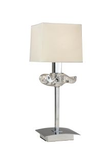 Akira Table Lamp 1 Light E14, Polished Chrome With Cream Shade