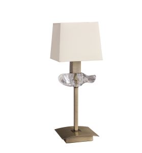 Akira Table Lamp 1 Light E14, Antique Brass With Cream Shade