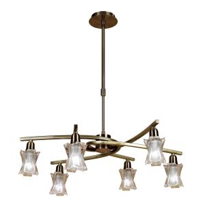 Alaska GU10 64cm Pendant Convertible To Semi Flush 6 Light L1/SGU10, Antique Brass, CFL Lamps INCLUDED