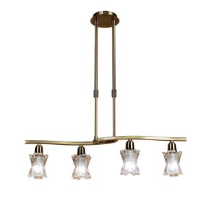 Alaska GU10 Telescopic 4 Light L1, SGU10 Bar, Antique Brass, CFL Lamps INCLUDED