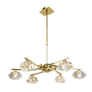 Alfa 63cm Telescopic 6 Light G9, Polished Brass (Short Rod Included)