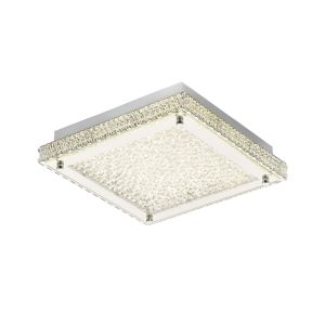 Amelia Square Flush Ceiling 18W 1530lm LED 4200K Stainless Steel/Crystal, 3yrs Warranty