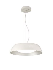 Argenta 45cm Pendant Small 18W LED 3000K, 1800lm, Matt White/Silver/White Acrylic, 3yrs Warranty