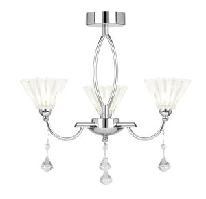 Endon ARKIN-3CH 3 Light Ceiling Fitting In Chrome With Clear & Frosted Glass