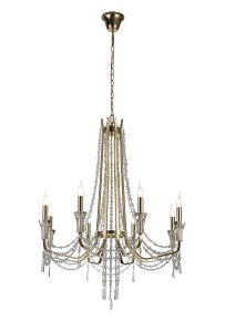 Armand 85cm Pendant 8 Light E14 French Gold/Crystal, (ITEM REQUIRES CONSTRUCTION/CONNECTION)
