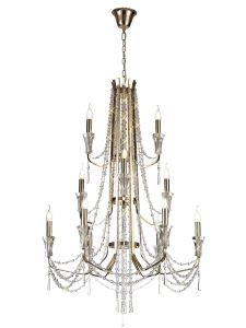 Armand 85cm Pendant 6+3+3 Light E14 French Gold/Crystal, (ITEM REQUIRES CONSTRUCTION/CONNECTION) Item Weight: 16.5kg