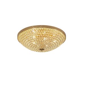 Ava 48cm Flush Ceiling 6 Light G9 French Gold/Crystal
