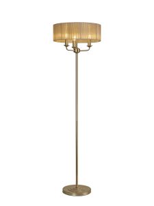 Banyan 3 Light Switched Floor Lamp With 45cm x 15cm Organza Shade Champagne Gold/Soft Bronze