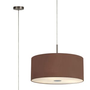 Baymont Satin Nickel  5 Light E27 Single Pendant With 60cm x 22cm Dual Faux Silk Shade, Raw Cocoa/Grecian Bronze & Frosted/PC Acrylic Diffuser