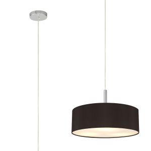 Baymont Polished Chrome  5 Light E27 Single Pendant, With 45cm x 15cm Faux Silk Shade, Black